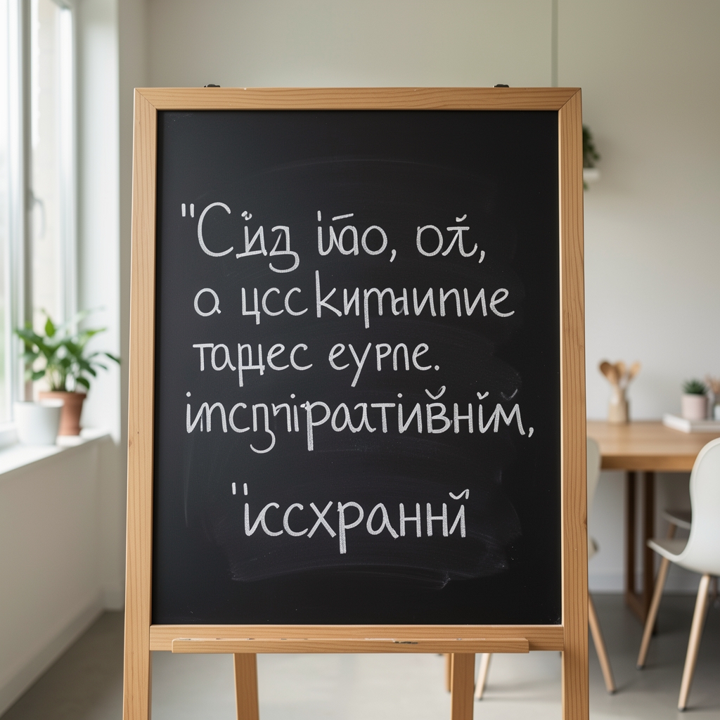 Зид са инспиративним цитатима о исхрани написаним белом кредом на черној тесли у позадини осветљеног простора
